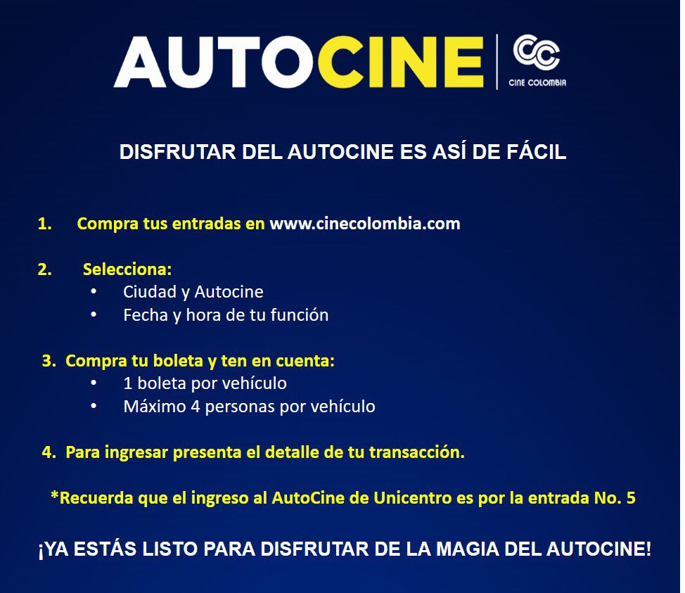 Ya abrió el Autocine de Cine Colombia en C.C. Unicentro Bogotá