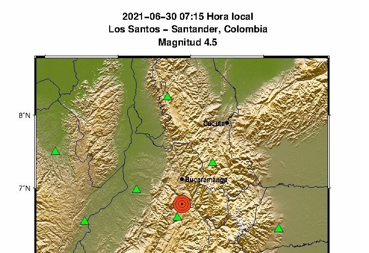 Temblor de 4.5 en Colombia este 30 de junio de 2021