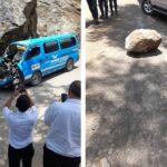 Enorme piedra cae sobre buseta en el Suroeste, este jueves 1