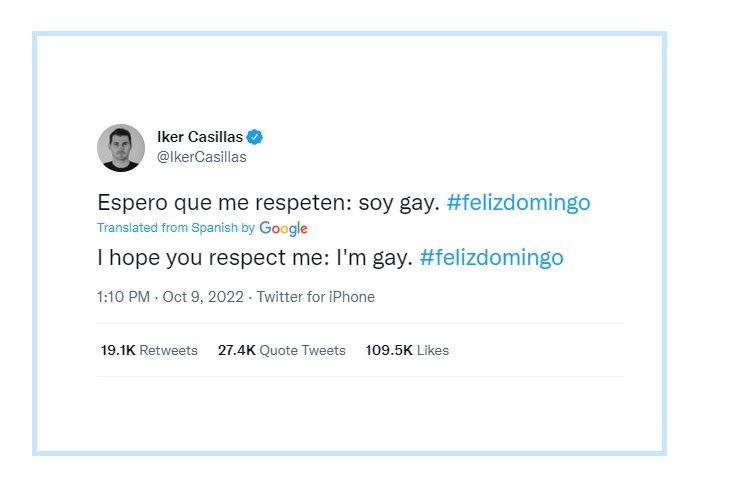 Iker Casillas borra el tuit en el que dice que es gay
