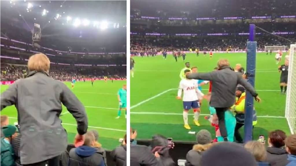 Hincha del Tottenham captado pateando al portero del Arsenal Aaron Ramsdale