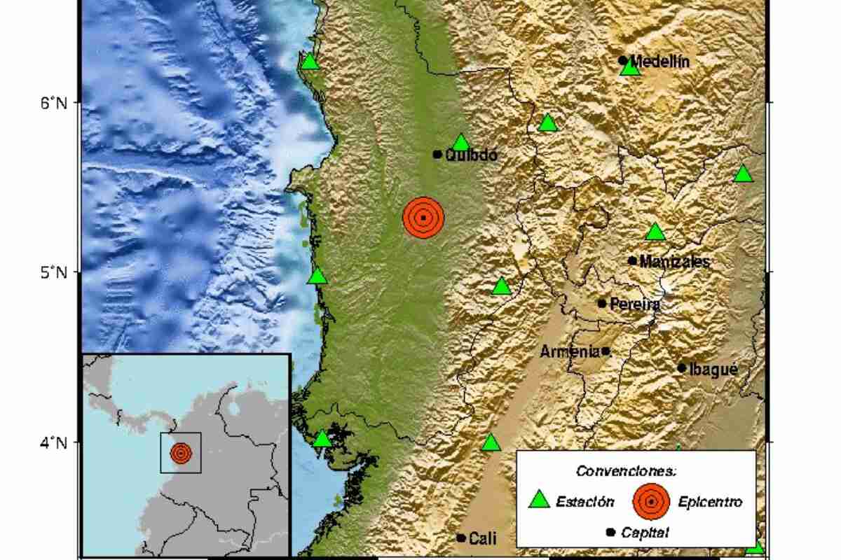 Colombia sintió esta noche un temblor de 4.4 grados con epicentro en Chocó