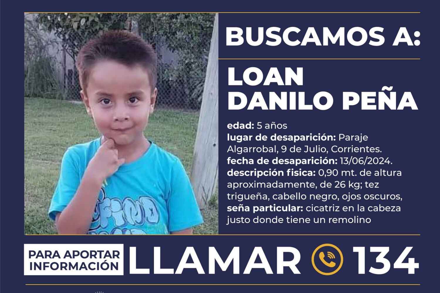Loan Danilo-Desaparece Niño de 5 Años en Corrientes: La Búsqueda Continúa sin Descanso
